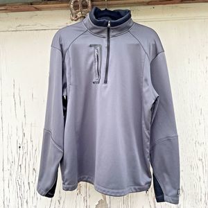 Ogio Pullover Performance Men's Large Gray/Green 1/4 Zip Fleece Lined Soft Shell